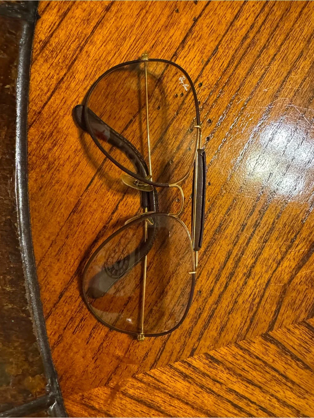 Ray Ban Leathers Aviators Sunglasses Bausch & Lomb Etched, Vintage 70s/80s